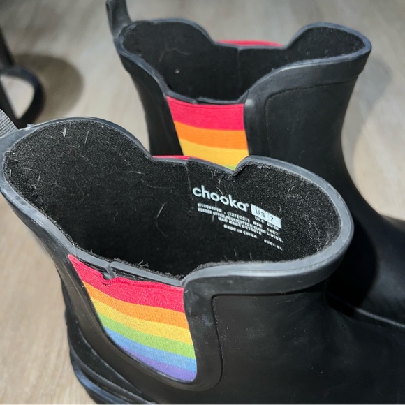 Chooka Ballard Rain Boots - Black/Multicolor Rainbow - Size: US7 - Picture 4 of 16